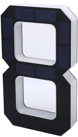 Jeffergarden Solarbetriebene Hausnummernleuchte mit 600-mAh-Batterie, Wandmontiertes LED-Adressschild für die Dekoration zu Hause und Im Freien