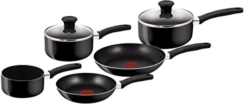 Tefal Delight 5 Piece Non Stick, All hobs Compatible excluding Induction, Black B470S544