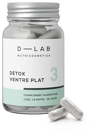 D-LAB Détox Ventre Plat | 1 Mois de Cure Digestive | Stimule le Système Digestif, Réduit le Tour de Taille, Apporte des Probiotiques et Nettoie les Organes Digestifs