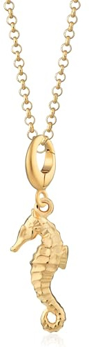 Lily Charmed Sterling Silver & Gold-Plated Ocean Inspired Charm Necklace Sea Life Jewellery Gift with 18 Chain Clip-On Charm Pendant Jewelery Gift for Pisces, Birthday, & Special Occasion UK Designed