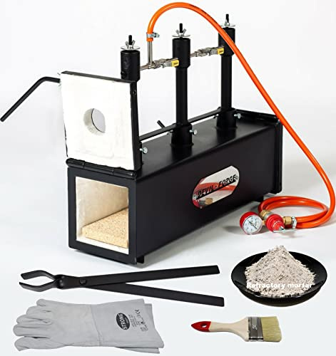 DEVIL-FORGE Forge à Gaz Propane modèle DFPROF3+2D avec 2 Portes 3 Brûleurs DFP (240.000 BTU) utiliser 1, 2 ou 3, pour Couteliers, Maréchaux-Ferrants et Forgerons, Fabrication Couteaux, Forgeage Métaux