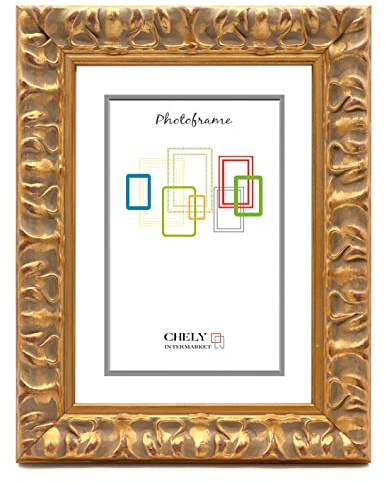 CHELY INTERMARKET | 27C2G | Marco de fotos 15x20cm Dorado Mod-217| Estilo Barroco | Marco de madera para Decoración de Casa | Fotografías de Boda | Listado de precio.(0,45)