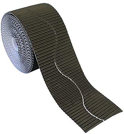 Bright Ideas Corrugated Border Roll for School Displays, Black, 57mm x 7.5m (15m When Split), BI7890