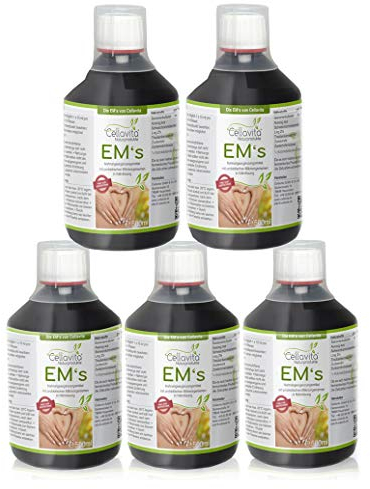 Cellavita – Effektive Mikroorganismen EM's für Menschen 5x500ml Set mit 24 Bakterienkulturen & Pflanzenextrakten – Flüssiges Probiotikum als natürliche Darmkur für den Darm – Nahrungsergänzungsmittel