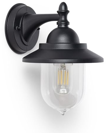 LEDKIA LIGHTING Lámpara de Pared Exterior de Aluminio Klasik Negro E27