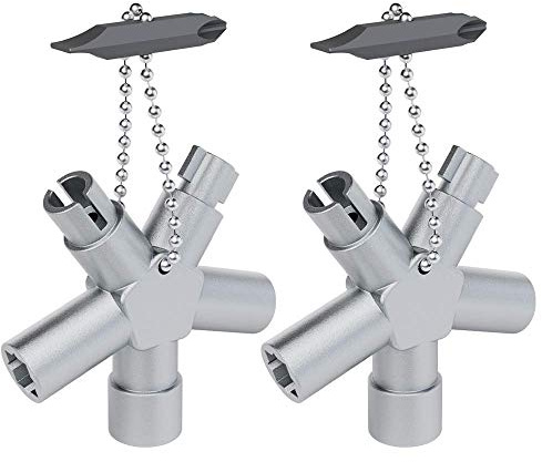 ABSINA Universalschlüssel mit 6 Profile - Schaltschrankschlüssel | 2er Pack Universal Schlüssel für gängige Schränke & Absperrsysteme - Dreikantschlüssel Vierkantschlüssel Vierkant