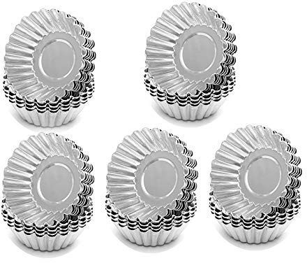 50 moldes de aluminio antiadherentes para tartas de huevo, galletas, frutas, pudín y chocolate