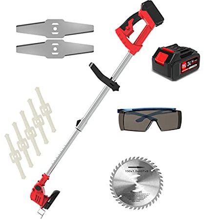 QIULAO Trimmer eléctrico inalámbrico Pasado Strimmer, 24v4000Ah Batería de litio Edger, cabezal Ajuste de tres velocidades para un corte potente, con cargador, jardín césped de maleza Cortacéspedes de