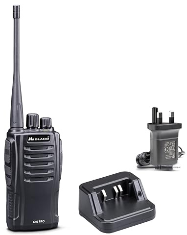 Midland - Walkie Talkie G10 PRO, 32 PMR446 Channels, License-Free, 12Km Range, Walkie talkies for Adults, 16H Battery Life, 50 CTCSS Tones, 116 DCS Codes, Battery and Accessories