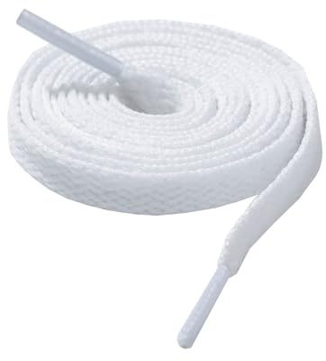 CCSOFTIME 2 Paar Schnürsenkel Weiß Flach 8mm Breite Weisse Schuhbänder für Sneakers Sportschuhe Turnschuhe Converse Air Force 1,Reißfest Ersatz White Shoelaces,130cm