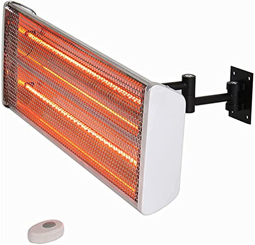 Samnuerly Chauffage de terrasse électrique avec télécommande, Chauffage de terrasse Mural halogène réglable avec Double Tubes Chauffants pour Jardin extérieur, 2000 W