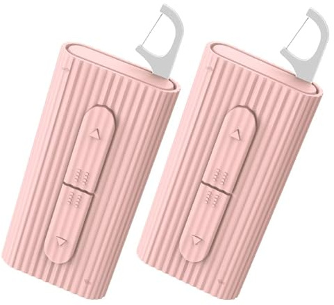 RAZOKO Dental Floss Portable Case, Storage 10 Picks Floss in Box,Floss Pick Dispenser for Cleaning Teeth and Oral Care,Toothpick Floss is Perfect for Dating,Travel,Hotels 2PCS
