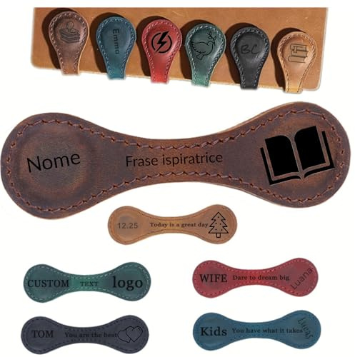 KuSONG Anpassbar Leder Lesezeichen ，Magnet Magnetische Lesezeichen, PersonalisiertMagnet Seiten Markierungen, 1er Pack (individuelles benutzerdefiniertes Lesezeichen)