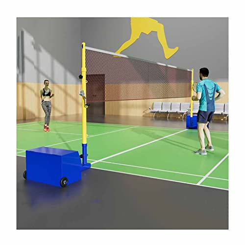 Badminton-/Volleyballstangen mit Netz, wetterfester Stahl-Volleyballnetzrahmen für den Außenbereich mit Rädern, höhenverstellbar