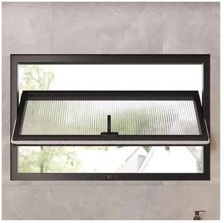 LVLDAWA Finestra Casa, Finestre Ventilazione Illuminazione in Lega Alluminio, Finestre Battente Girevoli in Vetro Temperato con Montaggio A Incasso Bagno, Cantina(90x50cm)