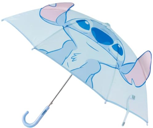Stitch Regenschirm, Stockschirm, Kuppelschirm, Bubble Schirm für Kinder und Erwachsene, manuell, 71 oder 89 cm Durchmesser, durchsichtig, Fiberglas, Lilo und Stitch (Hellblau, 89 cm Durchmesser)