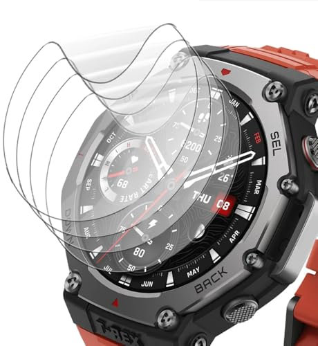 Renwox 5pcs Película hidrogel Protector de pantalla para Amazfit T-Rex 3 48mm Smartwatch Película tpu de protección transparente flexible de alta definición [sensible al tacto]