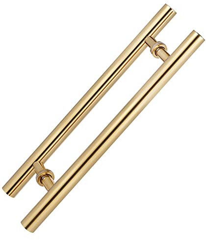 Gold Sliding Glass Door Handle Round Brushed Bar Handles for Bathroom/Entry/Front Door/Gate 47inch Length