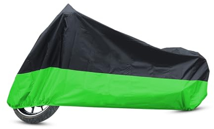 Hihaha XXXL 190T Motorradabdeckung Schwarz Grün Wasserdicht UV-Schutz Langlebiges Material