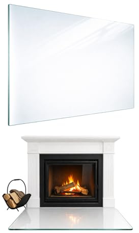 TMK ArtDeko Kaminglas Bodenplatte – Rechteckige Glasplatte aus ESG-Sicherheitsglas für optimalen Funkenschutz - 60x52 cm