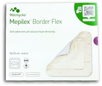 Mepilex Border Flex Lot de 5 pansements en silicone souple auto-adhésif 15 x 15 cm