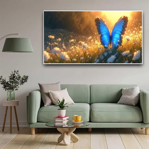 Diamond Painting Flor Pintura de Diamantes Kit Completo, Pintura Diamantes Mariposa 5D Grande Adultos Niños, Bricolaje Cristal Diamonds Bordado Pinturas 50x100cm Para Decoración Pared Del Hogar Y795