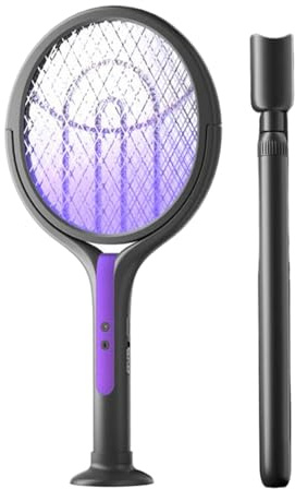 Swwatter - Raqueta eléctrica para matamoscas – Raqueta inalámbrica recargable giratoria GNAT flexible para interiores, interiores, hogar, sala de estar, dormitorio, garaje