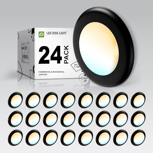 ASD 24 Pack LED Disk Lights 6 Inch, 15W 5CCT 2700K-5000K 1245LM CRI90+, Dimmable Flush Mount Ceiling Light Fixture, Low Profile Surface Mount Disc, Junction Box or Recessed Can Install, UL Energy Star