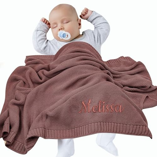 FPFNFSVI Personalisierte bestickte Babydecke, Baumwolldecke mit Namen
