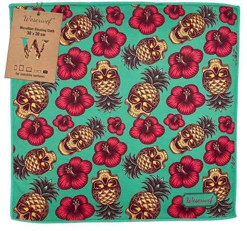 Weserwef® XXL Mikrofasertuch Brillenputztücher in Optikerqualität 30 x 30 cm (Skull)