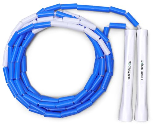 HEREROPE 3,1M verstellbares Perlen-Springseil – Unzerbrechliche Griffe, Splitterfeste Perlen, Verwicklungsfrei | Ideal für Rhythmus, Kontrolle, Cardio & Fitness (Das Meer)