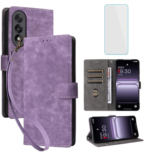 IUQXU RFID Wallet Phone Case for OnePlus Nord 5 5G/1+Nord 5 Nord5 Purple | with Screen Protector,Leather Flip Cover,Card Slot,Kickstand,Women Men Mobile Phone Case for 1+Nord5 One Plus PlusOne Nord 5
