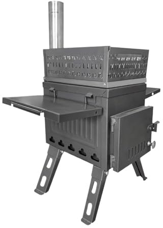 stufa per sauna Stufa da campeggio pieghevole, a carbone, a legna, for esterni, pesca, for riscaldamento, multifunzione, portatile, for sauna, for tende(Black)