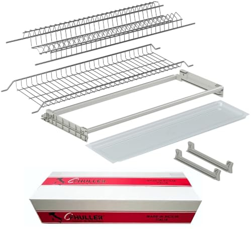 Fhuller Scolapiatti Incasso Filo Acciaio Inox (NO Cromato o Verniciato Grigio) Per PENSILE 90 INTERNO 86,4 Misura Scolapiatti 85,6-701/90 XP3 Griglia Portapiatti+Bicchieri + 2Staffe+Vaschetta+Telaio