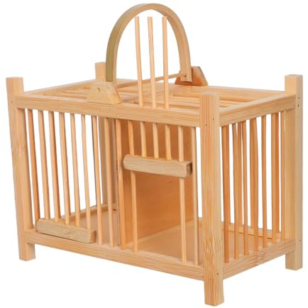 Milisten Holzkleintierkäfig für Grillen Hamster und Vögel mit Nistplatz und Transportbox Geeignet für Kleintiergehege und Reisen