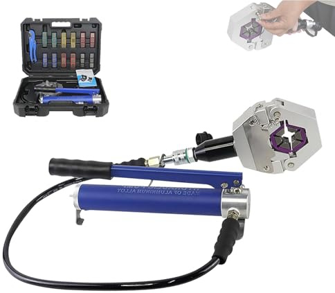 Pinza crimpatrice idraulica per tubi flessibili, set di crimpatura portatile ad alta pressione, pinze crimpatrici manuali separabili con set di 7 matrici, per riparazione