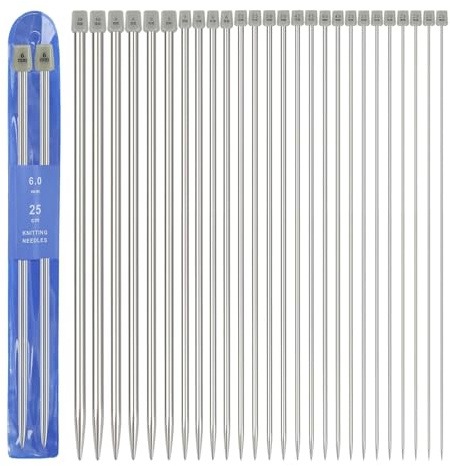 13 Pairs Knitting Needles Set Stainless Steel 25cm Needles