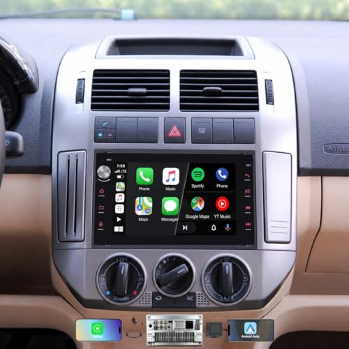 Pantalla Autoradio CarPlay inalámbrico para VW Golf 4 Polo 3/4 Passat B5 | Sistema Linux,arranque 2s,Plug&Play,CANBUS,para Cordoba 6L Leon 1M Transport T4/T5 Alhambra,mando volante,Bluetooth,RDS,USB