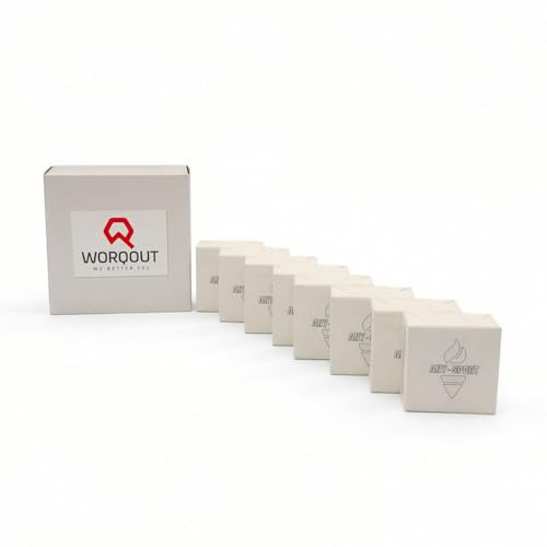 WORQOUT Chalk Block 8× – Magnesia Block aus 100% MgCO₃ für maximalen Grip | Profi Kletterkreide für Klettern, Gewichtheben, Crossfit, Gymnastik & Pole Dance | Staubarm & hautfreundlich