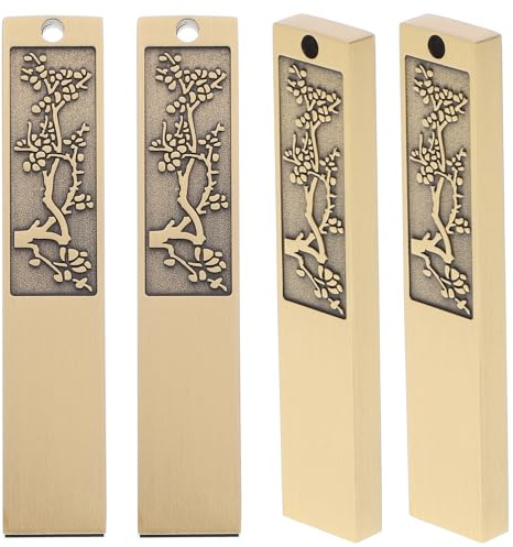 MALUGOGO Boîtier de Clé USB 4pcs en Alliage de Zinc Argenté, Design Style Chinois Fleur de Prunier, Résistant la Déformation et Agréable Toucher pour Rangement Sécurisé