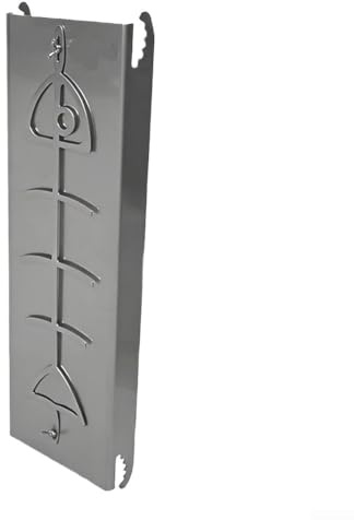 Lachs-Grillrost aus Edelstahl, großer Fisch-Grill-Halter, Zedernholz-Planken-Alternative zum Kochen im Freien, spülmaschinenfestes Grillzubehör für Feuerschalen und Campingpartys, Silber, 52 x 11,5 cm