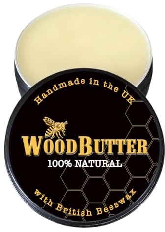 British Beeswax Natural Wood Butter — 100% Plant Based & Food Safe | Chopping Board Conditioner & Wood Polish | Rice Bran Oil | Restores & Protects Wooden Surfaces | 150ml