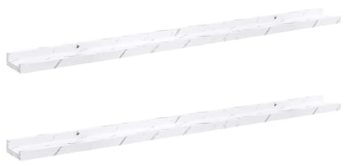 Todiikf 2er Set Wandregal Weiß Marmor 100 x 9 x 3 cm - Modernes Wandboard aus Holzwerkstoff für Wohnzimmer Schlafzimmer und Büro - Schweberegal Set für Deko und Bilder