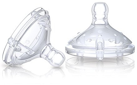 Nuby NT67601 - Natural Touch Soft Flex Flaschensauger aus Silikon, Grösse M für mittleren Trinkfluss, Muttermilch, Milch, Tee, Säfte, 2er Pack