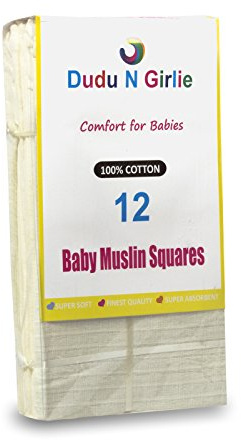 DuDu N Girlie Premium Qualität Baby Mullwindeln 100% Baumwolle, Super Weich, Made in EU, creme