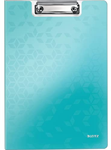 Leitz WOW A4 Klemmbrettmappe mit Abdeckung, Leichtes Polyfoam, Strapazierfähiges Klemmbrett mit Abdeckung, Für bis zu 80 Blatt, Eisblau, 41990051