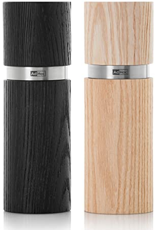 AdHoc MP46 Set Pfeffermühle und Salzmühle TEXTURA, Keramik Mahlwerk CeraCut®, Eschenholz/Edelstahl