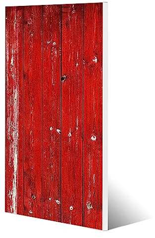 banjado® Magnettafel 37 x 78cm / Magnetwand aus Metall/Magnetpinnwand als Memoboard/Pinnwand Magnettafel Küche, Büro, Kinderzimmer inkl. 4 Magnete & Montageset - Motiv Rote Holzlatten