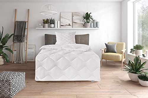 Traumnacht Cozy - Bettenset Duo Winterdecke, 1 x Bettdecke 135 x 200 cm und 1 x Kopfkissen 80 x 80 cm, weiß, Öko-Tex zertifiziert, produziert nach deutschem Qualitätsstandard