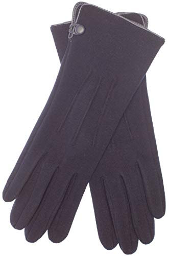 EEM Damenhandschuhe 100% vegan, weiche Baumwolle, Touchfunktion, gefüttert mit kuscheligem Teddyfleece, marine onesize